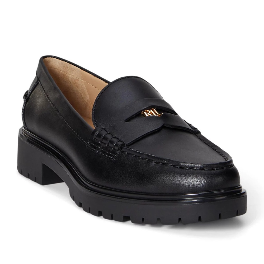 Lauren Ralph Lauren Black Leather Penny Loafers - Picture 3 of 3